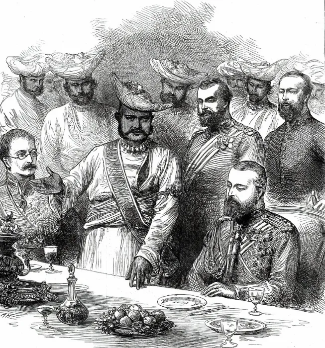 Framed Print : The Royal Visit to India: Scindia proposing the health of the Prince of Wales at Gwalior...1876. Creator: Unknown Framed Print : The Royal Visit to India: Scindia proposing the health of the Prince of Wales at Gwalior...1876. Creator: Unknown
