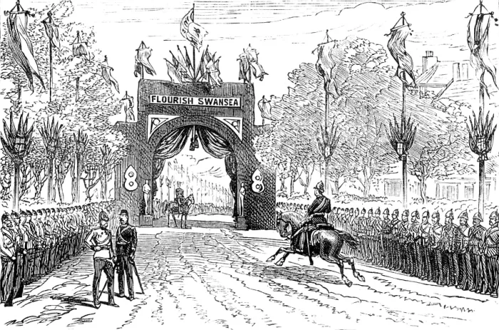 Framed Print : The Royal Visit to Swansea: the arch in Walter-Road, 1881. Creator: Unknown Framed Print : The Royal Visit to Swansea: the arch in Walter-Road, 1881. Creator: Unknown
