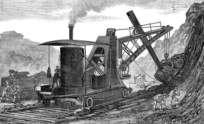 Framed Print : The Royal Visit to Swansea: steam navvy used in making the new dock at Swansea, 1881. Creator: Unknown Framed Print : The Royal Visit to Swansea: steam navvy used in making the new dock at Swansea, 1881. Creator: Unknown