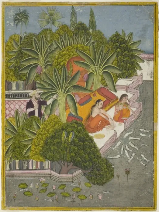 Framed Print : Royal Women Feeding Fish, c. 1740. Creator: Unknown Framed Print : Royal Women Feeding Fish, c. 1740. Creator: Unknown