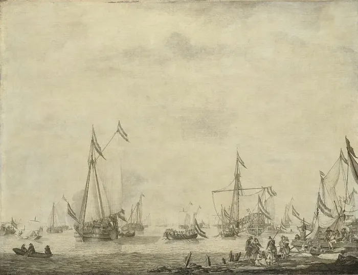 Framed Print : Royal Yacht and State Yacht Sail from Moerdijk with Charles II, King of England, on board, 1660, 166 Creator: Willem van de Velde I Framed Print : Royal Yacht and State Yacht Sail from Moerdijk with Charles II, King of England, on board, 1660, 166 Creator: Willem van de Velde I