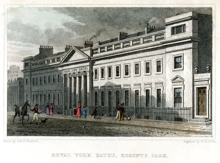 Framed Print : Royal York Baths, Regents Park, London, 1828. Artist: WR Smith Framed Print : Royal York Baths, Regents Park, London, 1828. Artist: WR Smith