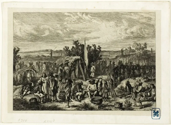 Framed Print : A Royalist Encampment, n. d. Creator: Charles Emile Jacque Framed Print : A Royalist Encampment, n. d. Creator: Charles Emile Jacque