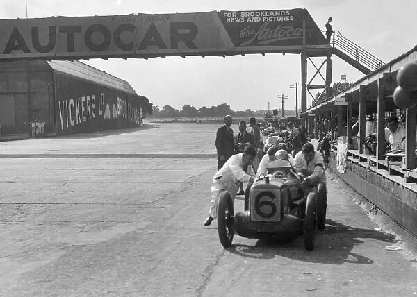 Rubber Duck, works Austin 7 of Charles Goodacre in the pits, BRDC 500 Mile Race