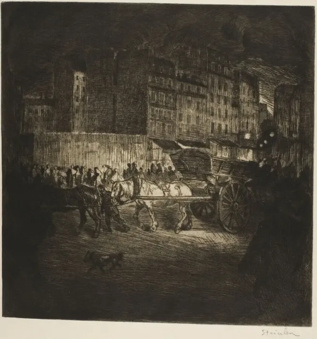Framed Print : The Rubbish Cart, 1902. Creator: Theophile Alexandre Steinlen Framed Print : The Rubbish Cart, 1902. Creator: Theophile Alexandre Steinlen