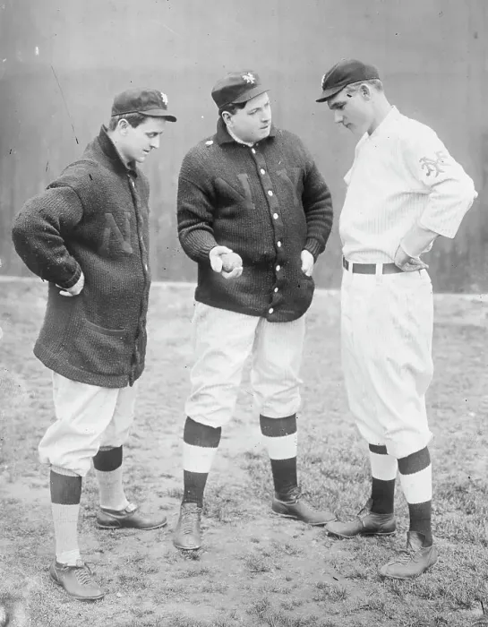 Framed Print : Rube Marquard standing at right, Libe Washburn in center & Mike... New York, NL (baseball), 1911 Creator: Bain News Service Framed Print : Rube Marquard standing at right, Libe Washburn in center & Mike... New York, NL (baseball), 1911 Creator: Bain News Service