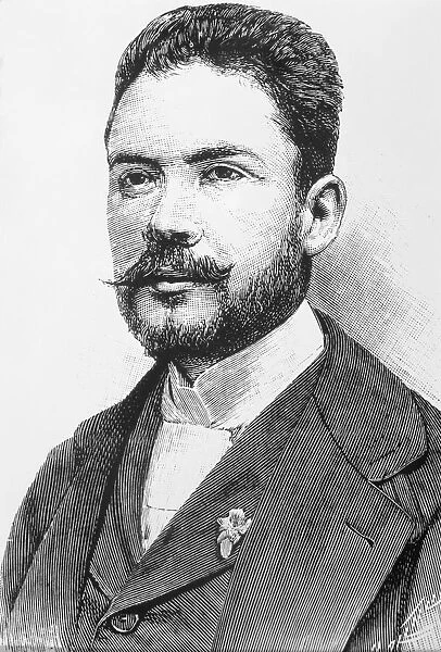 Ruben Dario (1867-1916, Nicaraguan poet, engraving in 1892