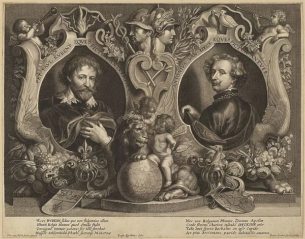 Rubens and van Dyck, a Double Portrait. Creator: Paulus Pontius
