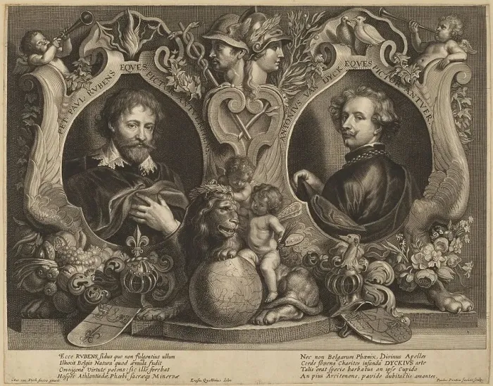 Framed Print : Rubens and van Dyck, a Double Portrait. Creator: Paulus Pontius Framed Print : Rubens and van Dyck, a Double Portrait. Creator: Paulus Pontius