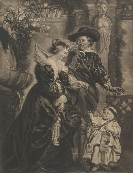 Rubens, his wife, Helena Fourment, and their child, ca. 1770. Creator: Charles Phillips