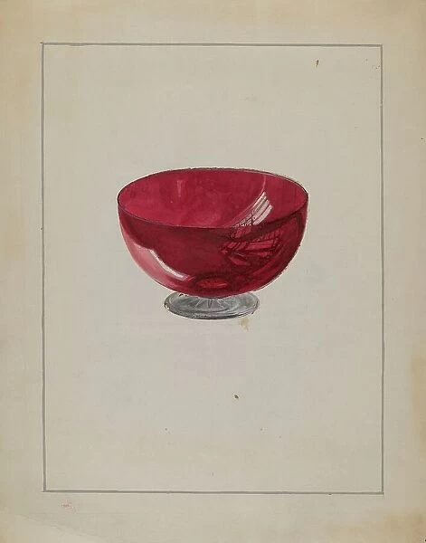 Ruby Bowl with Clear Foot, c. 1936. Creator: Marcus Moran