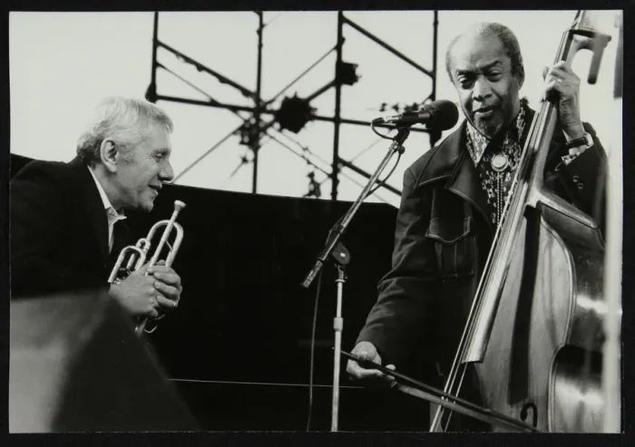 Framed Print : Ruby Braff and Slam Stewart at the Capital Jazz Festival, Alexandra Palace, London, July 1979 Framed Print : Ruby Braff and Slam Stewart at the Capital Jazz Festival, Alexandra Palace, London, July 1979