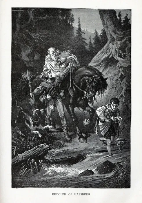 Framed Print : Rudolph of Habsburg and the Priest, 1882. Artist: Brend amour, Richard (1831-1915) Framed Print : Rudolph of Habsburg and the Priest, 1882. Artist: Brend amour, Richard (1831-1915)