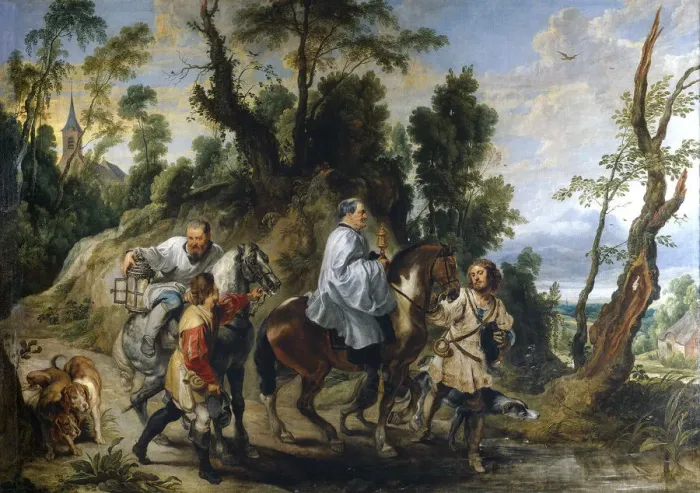 Framed Print : Rudolph of Habsburg and the Priest, ca 1625. Artist: Wildens, Jan (1586-1653) Framed Print : Rudolph of Habsburg and the Priest, ca 1625. Artist: Wildens, Jan (1586-1653)