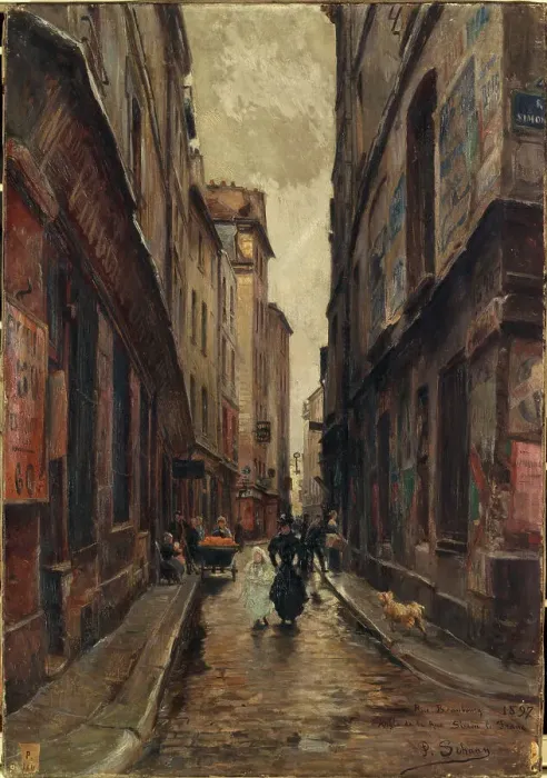 Framed Print : Rue Beaubourg at the corner of rue Simon-le-Franc, 1897. Creator: Paul Schaan Framed Print : Rue Beaubourg at the corner of rue Simon-le-Franc, 1897. Creator: Paul Schaan