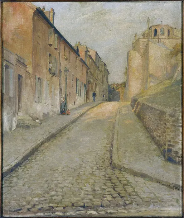 Framed Print : Rue Cortot in Montmartre, seen from rue des Saules, 1898. Creator: Edouard Zawiski Framed Print : Rue Cortot in Montmartre, seen from rue des Saules, 1898. Creator: Edouard Zawiski