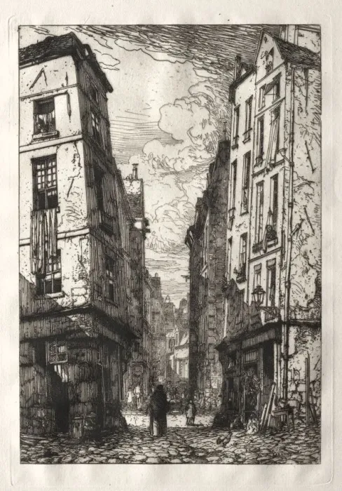 Framed Print : Rue des Marmousets. Creator: Maxime Lalanne (French, 1827-1886) Framed Print : Rue des Marmousets. Creator: Maxime Lalanne (French, 1827-1886)