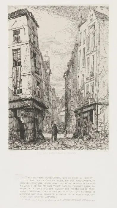 Framed Print : Rue des Marmousets (Old Paris), 1862. Creator: Maxime Lalanne (French, 1827-1886) Framed Print : Rue des Marmousets (Old Paris), 1862. Creator: Maxime Lalanne (French, 1827-1886)