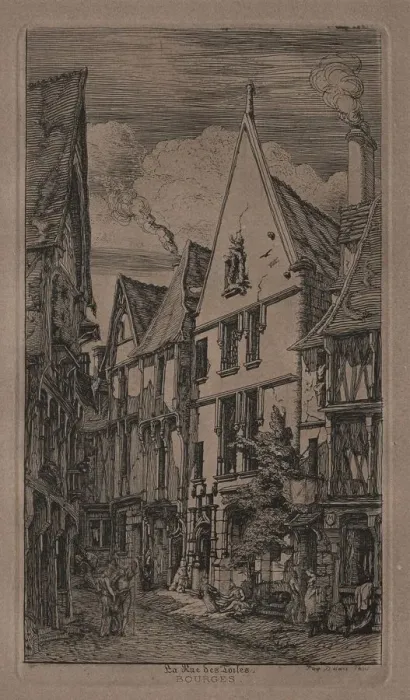 Framed Print : Rue des Toiles, Bourges. Creator: Charles Meryon (French, 1821-1868) Framed Print : Rue des Toiles, Bourges. Creator: Charles Meryon (French, 1821-1868)