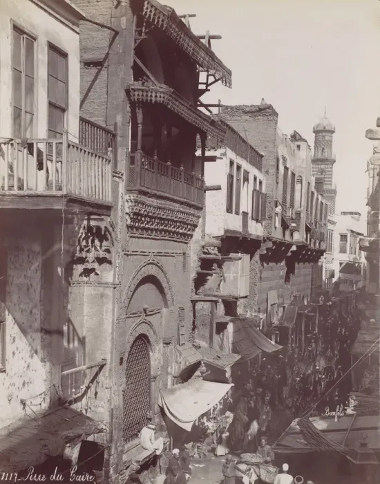 Framed Print : Rue du Caire, 1870s. Creator: Felix Bonfils Framed Print : Rue du Caire, 1870s. Creator: Felix Bonfils