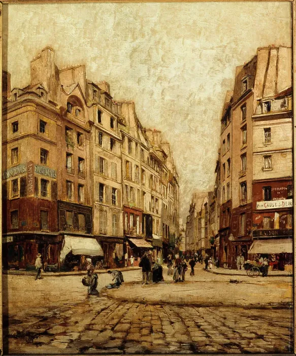Framed Print : Rue Galande, in 1888, 1888. Creator: Emmanuel Lansyer Framed Print : Rue Galande, in 1888, 1888. Creator: Emmanuel Lansyer