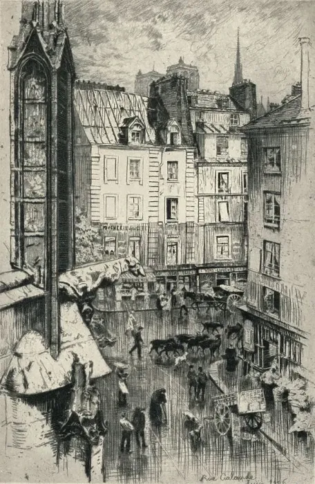 Framed Print : Rue Galande, 1915. Artist: Charles Jouas Framed Print : Rue Galande, 1915. Artist: Charles Jouas
