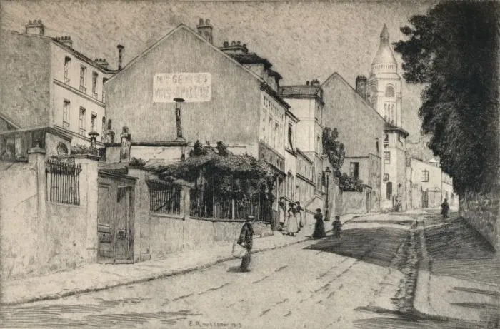 Framed Print : Rue de l Abreuvoir, Montmartre, 1915. Artist: Emile Rousseau Framed Print : Rue de l Abreuvoir, Montmartre, 1915. Artist: Emile Rousseau