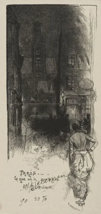 Framed Print : Rue de la Montagne, St. Genevieve. Creator: Auguste Louis Lepere (French, 1849-1918) Framed Print : Rue de la Montagne, St. Genevieve. Creator: Auguste Louis Lepere (French, 1849-1918)