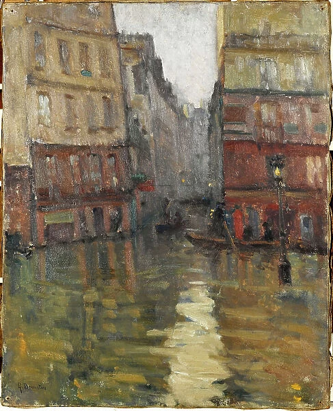 Rue Maitre-Albert (1910 floods), 1910. Creator: Germain Eugene Bonneton