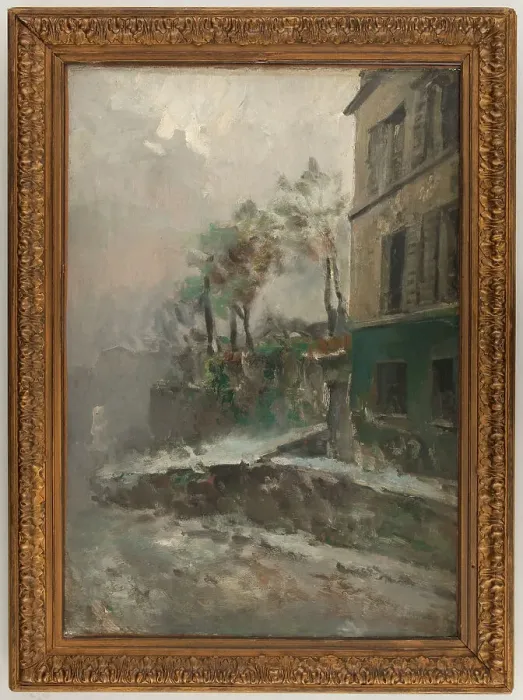 Framed Print : Rue de Montmartre under snow, c1900. Creator: Pierre-Jacques Pelletier Framed Print : Rue de Montmartre under snow, c1900. Creator: Pierre-Jacques Pelletier