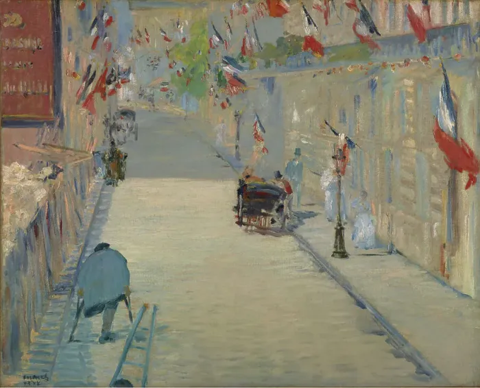 Framed Print : The Rue Mosnier with Flags, 1878. Creator: Edouard Manet Framed Print : The Rue Mosnier with Flags, 1878. Creator: Edouard Manet