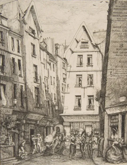 Framed Print : Rue Pirouette aux Halles (Rue Pirouette aux Halles, Paris, after Laurence), 1860 Framed Print : Rue Pirouette aux Halles (Rue Pirouette aux Halles, Paris, after Laurence), 1860