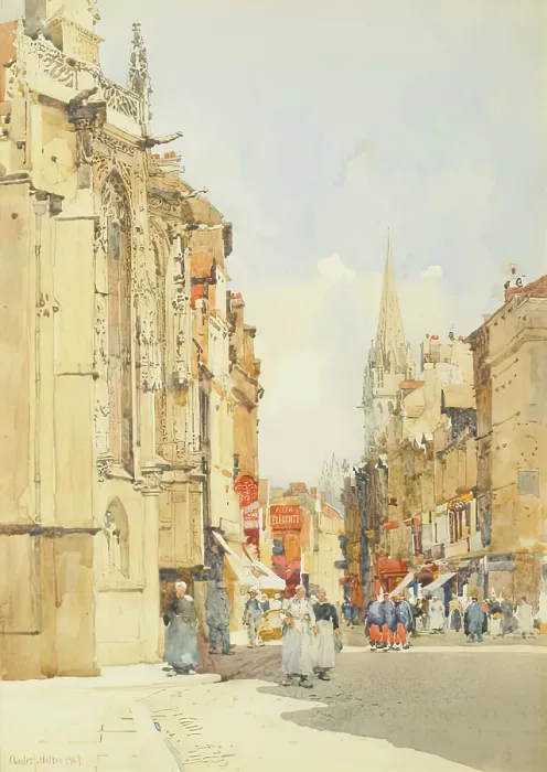 Framed Print : Rue Saint Pierre, Caen, 1908. Creator: Charles John Watson Framed Print : Rue Saint Pierre, Caen, 1908. Creator: Charles John Watson