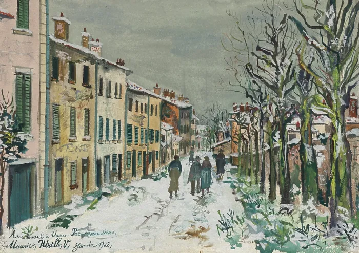 Framed Print : Rue sous la neige, 1923. Creator: Utrillo, Maurice (1883-1955)