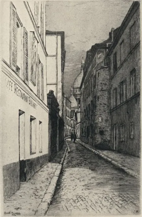 Framed Print : Rue St Rustique, Montmartre, 1915. Artist: Emile Rousseau Framed Print : Rue St Rustique, Montmartre, 1915. Artist: Emile Rousseau
