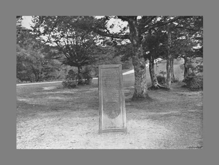 Framed Print : Rufus Stone, New Forest Hants, c1900. Artist: Poulton & Co Framed Print : Rufus Stone, New Forest Hants, c1900. Artist: Poulton & Co