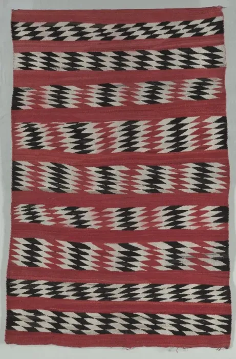 Framed Print : Rug Banded with diamond stripes, c. 1890-1900. Creator: Unknown Framed Print : Rug Banded with diamond stripes, c. 1890-1900. Creator: Unknown