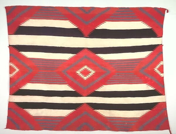 Rug (Third-phase Chief Blanket Style, Germantown Weaving), c. 1890-1910. Creator: Unknown