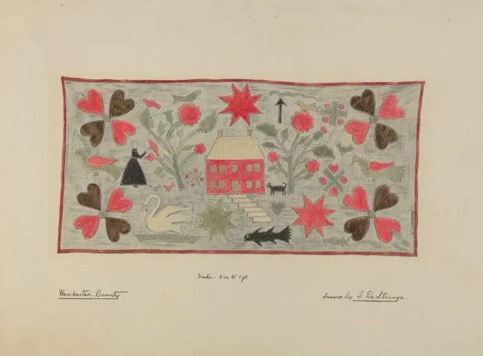 Framed Print : Rug or Wall Hanging, c. 1937. Creator: Isabelle De Strange Framed Print : Rug or Wall Hanging, c. 1937. Creator: Isabelle De Strange