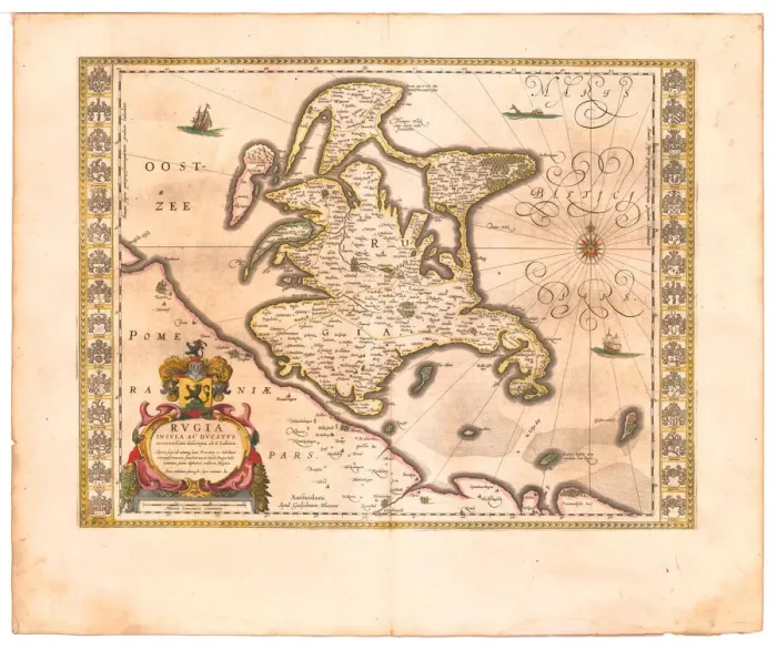 Framed Print : Rugen (From: Theatrum Orbis Terrarum... ), 1645. Artist: Blaeu, Willem Janszoon (1571-1638) Framed Print : Rugen (From: Theatrum Orbis Terrarum... ), 1645. Artist: Blaeu, Willem Janszoon (1571-1638)