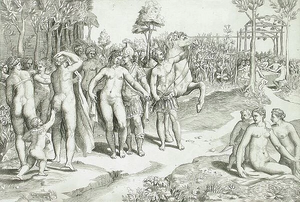 Ruggero in the Garden of Alcina, c1545. Creator: Giulio Bonasone