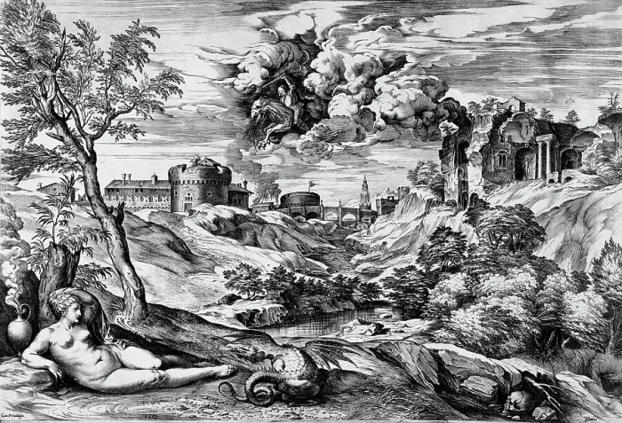 Framed Print : Ruggiero Rescuing Angelica, 1563. Creator: Cornelis Cort Framed Print : Ruggiero Rescuing Angelica, 1563. Creator: Cornelis Cort
