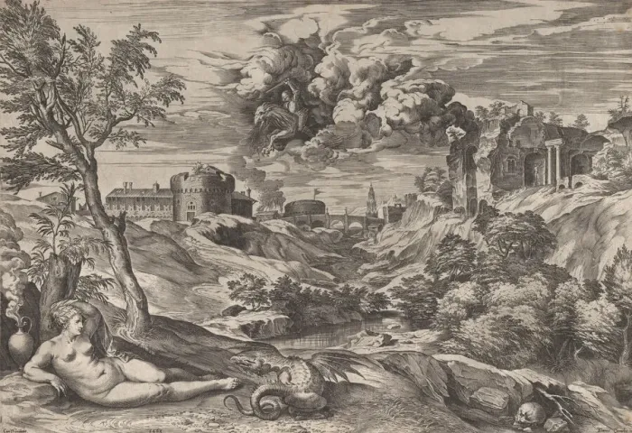Framed Print : Ruggiero Rescuing Angelica, 1565. Creator: Cornelis Cort Framed Print : Ruggiero Rescuing Angelica, 1565. Creator: Cornelis Cort