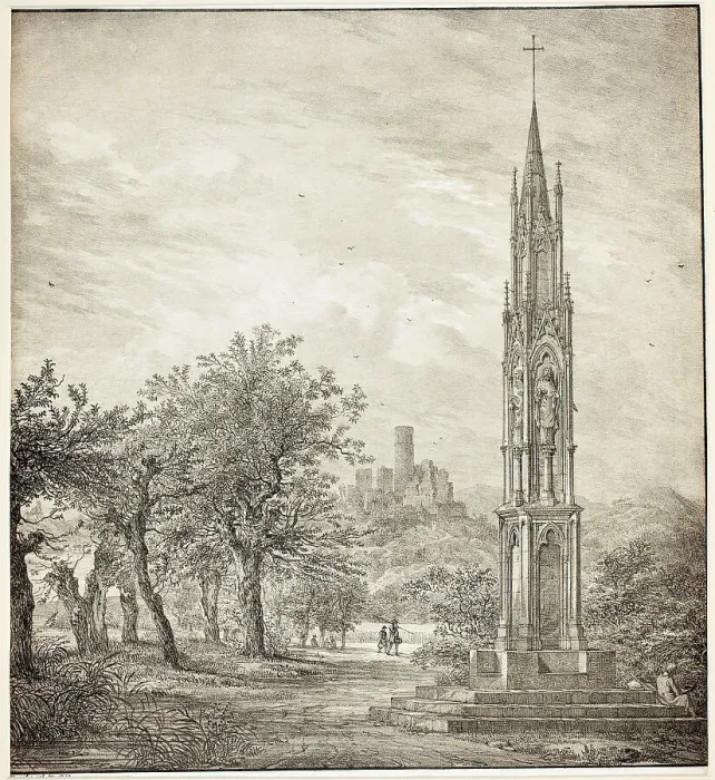 Framed Print : Ruin of Godesberg with the so-called High Cross of the Rhine, 1823. Creator: Domenico Quaglio II Framed Print : Ruin of Godesberg with the so-called High Cross of the Rhine, 1823. Creator: Domenico Quaglio II