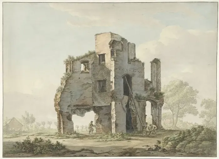 Framed Print : The ruin of Rijnsburg abbey, 1779-1838. Creator: Johannes van Lexmond Framed Print : The ruin of Rijnsburg abbey, 1779-1838. Creator: Johannes van Lexmond