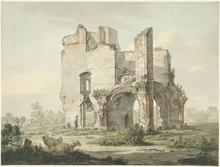 Framed Print : The ruin of Rijnsburg abbey, 1779-1838. Creator: Johannes van Lexmond Framed Print : The ruin of Rijnsburg abbey, 1779-1838. Creator: Johannes van Lexmond