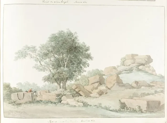 Framed Print : Ruin of Temple of Olympian Zeus in old Agrigento, 1778. Creator: Louis Ducros Framed Print : Ruin of Temple of Olympian Zeus in old Agrigento, 1778. Creator: Louis Ducros