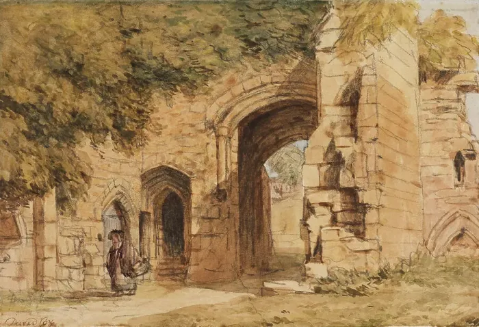 Framed Print : Ruined Archway, Kenilworth Priory, 1820-40. Creator: David Cox the Elder Framed Print : Ruined Archway, Kenilworth Priory, 1820-40. Creator: David Cox the Elder
