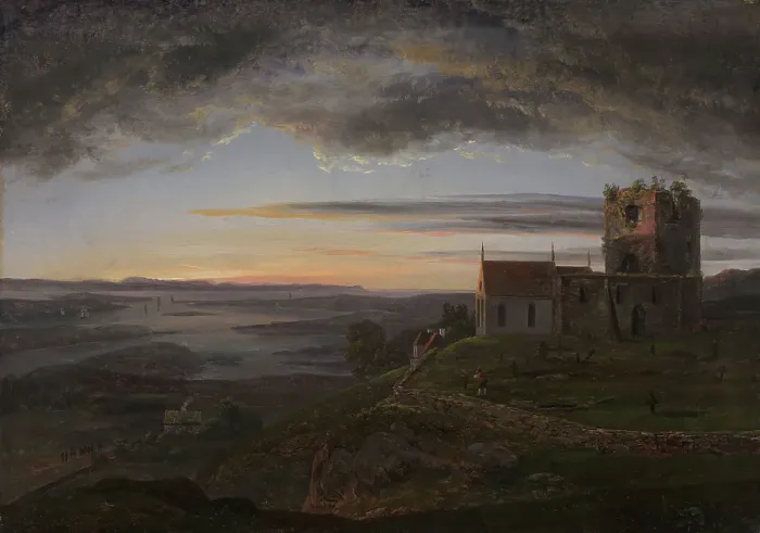 Framed Print : The Ruined Church at Avaldsnes on Karmoy, 1820. Creator: Johan Christian Dahl Framed Print : The Ruined Church at Avaldsnes on Karmoy, 1820. Creator: Johan Christian Dahl