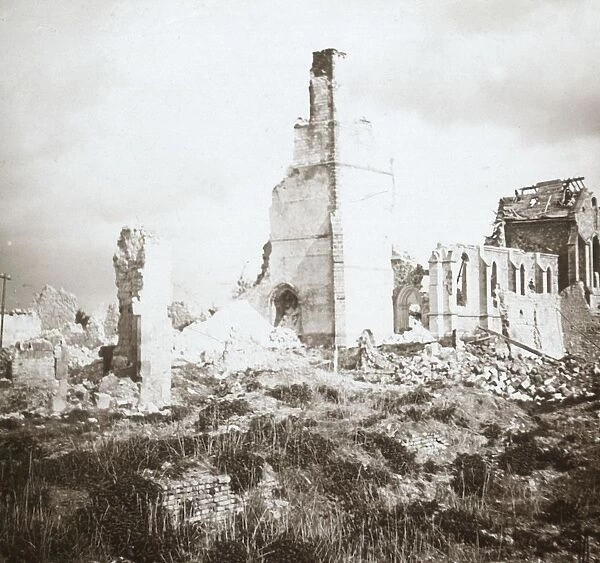 Ruined church, Chauny, northern France, c1914-c1918
